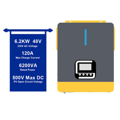 6200w 48vdc On/Off Grid Hybrid Solar Pure Sine Wave Inverter With Lead Acid Battery