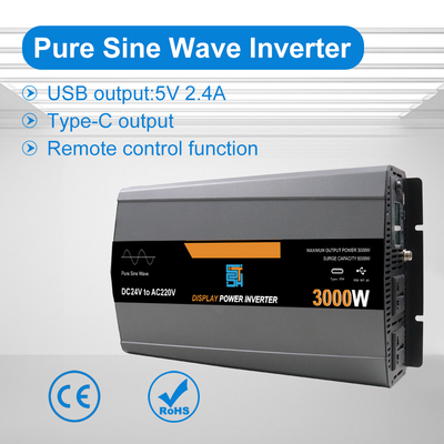 3000W Pure Sine Wave Power Inverter 12V/24V/48V to 110-240V AC
