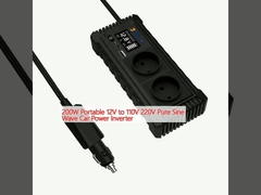 200W Portable 12V to 110V 220V Pure Sine Wave Car Power Inverter